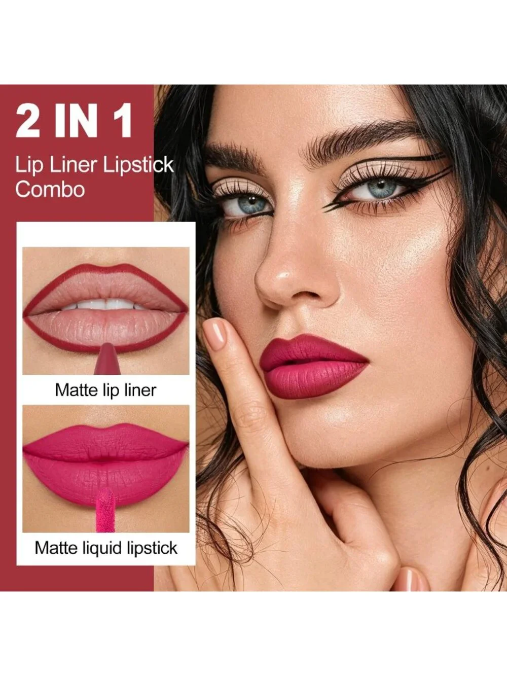Women's LGA09 2-in-1 Long Lasting Ombre Lips Double-Ended Matte Liquid Lipstick